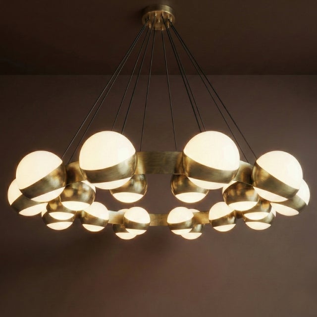 Mid-Century Modern Large Ring Ceiling Lamp with Spheres from Stilnovo, 1950s For Sale - Image 3 of 5