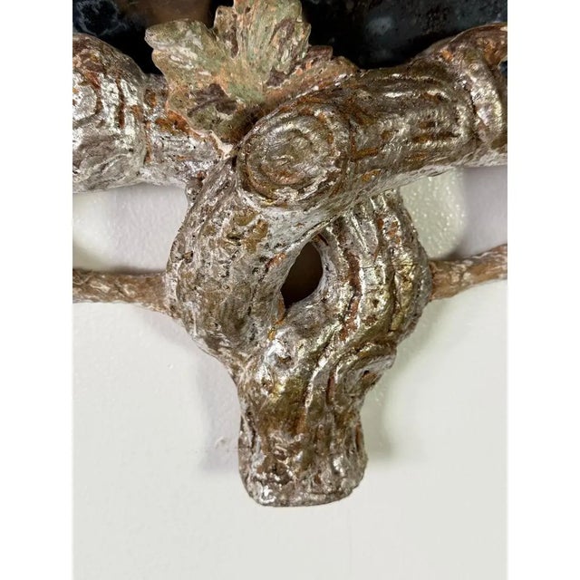 Ornate Rococo Wall Mirror, Distressed Silver & Gold Leaf, Italy For Sale - Image 10 of 11