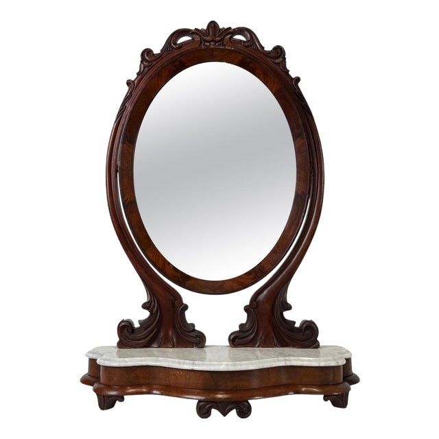 Antique English Marble-Top Dressing Mirror For Sale