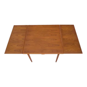 Danish Mid-Century Modern Square Teak Refectory Extension Boards Dining Table