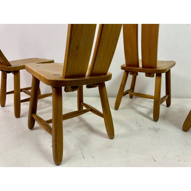 1960s Oak Dining Chairs by De Puydt, 1960s, Set of 4 For Sale - Image 5 of 18