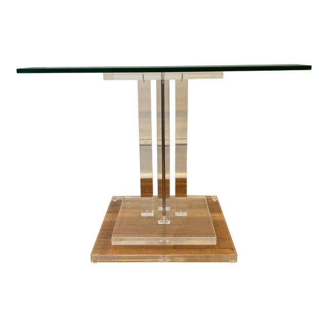 Vintage Skyscraper Lucite and Glass Side Table For Sale