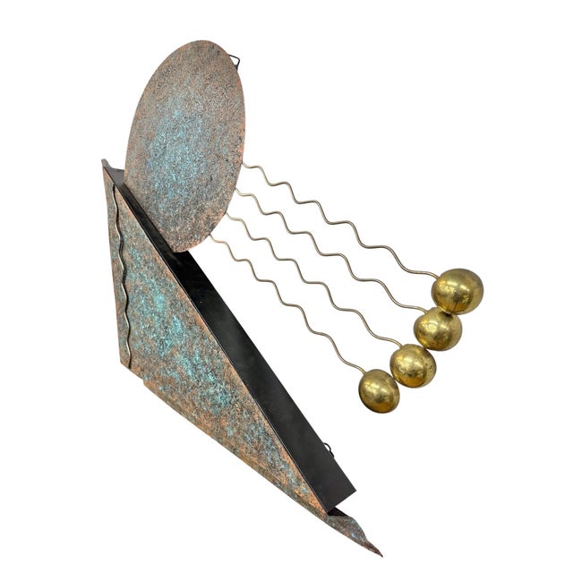 Make a bold artistic statement with this original 1991 signed Curtis Jere postmodern metal wall sculpture. Featuring...
