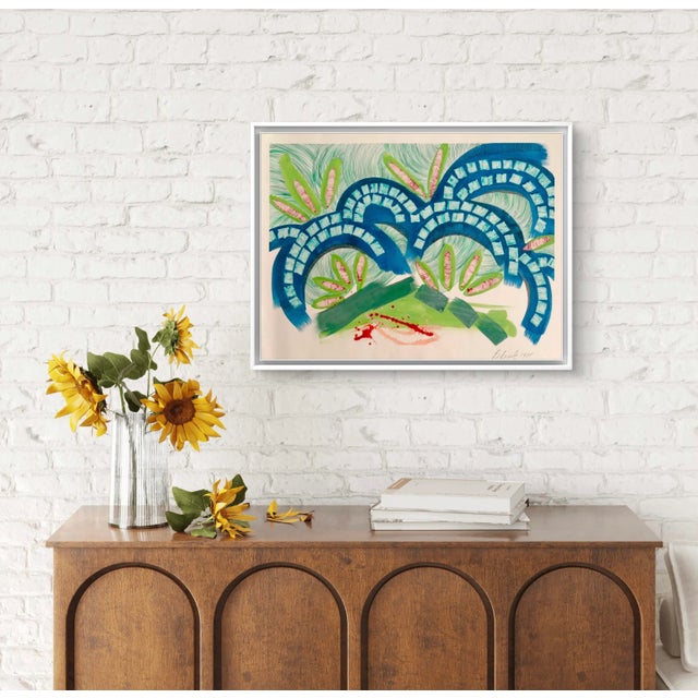 1980s Barbara Beck 1988 Abstract Watercolor Painting on Paper Titled Bridging Blue - Signed/Dated/Unframed For Sale - Image 5 of 10