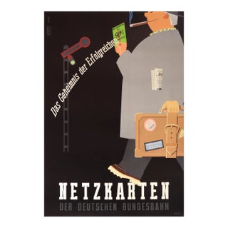 1953 German Railway Poster, Netzkarten Der Deutschen Bundesbahn (Maps of the German Railway) For Sale