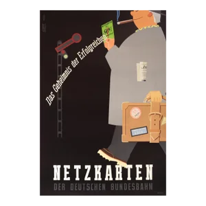 1953 German Railway Poster, Netzkarten Der Deutschen Bundesbahn (Maps of the German Railway)