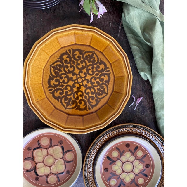 Art Deco 1970s Set of Four (4) Franciscan Creole 10.5” Plates For Sale - Image 3 of 9