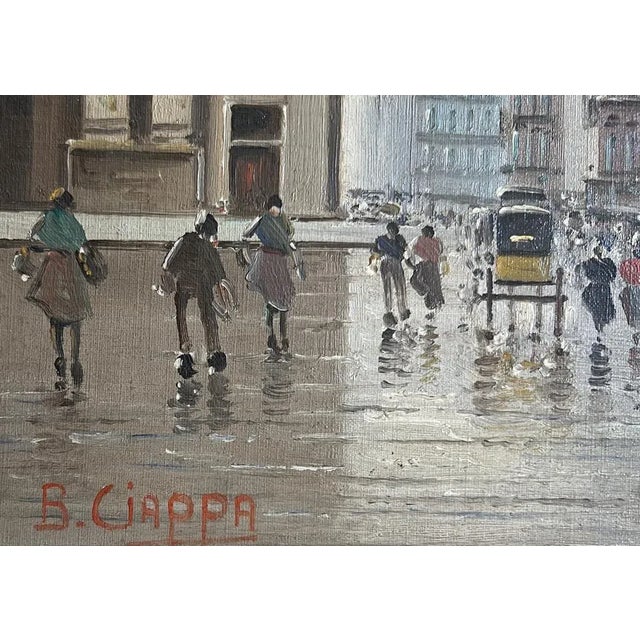 Modern B. Ciappa, Place Animée en Italie, Oil on Wood, Framed For Sale - Image 3 of 10