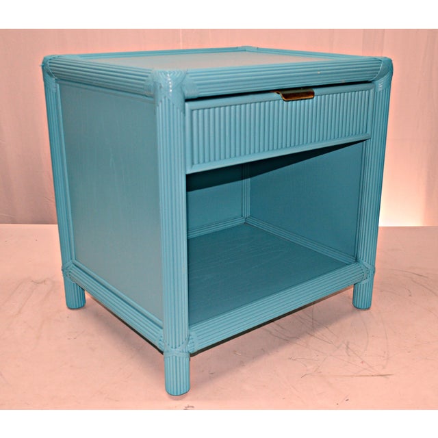 BlueGreen Rattan Nightstand Chairish