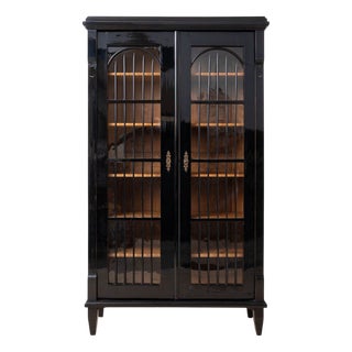 Austrian Black Biedermeier Vitrine, 1800s For Sale