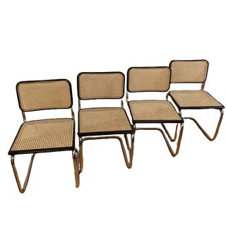 Set of 4 Cesca Marcel Breur Style Side Chairs-Chrome and Black For Sale