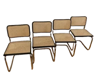 Set of 4 Cesca Marcel Breur Style Side Chairs-Chrome and Black