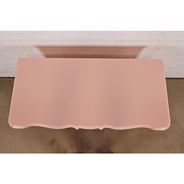 Wood Bodart French Provincial Louis XV Pink Lacquered Dresser Chest, Newly Refinished For Sale - Image 7 of 10