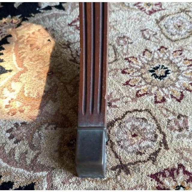 1940s Vintage Henredon Leather Topped Rotating Table With Drawers For Sale - Image 5 of 6