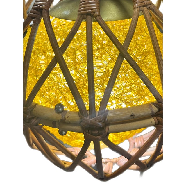 1950’s Bent Bamboo and Brass Pendant Light For Sale - Image 10 of 10