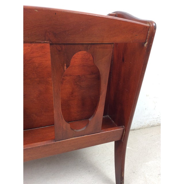 Vintage Solid Wood Magazine Rack With Handle For Sale - Image 4 of 18