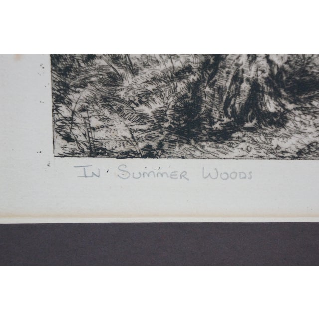 Paper Late 19th Century Antique Charles Philip Slocombe Signed Summer Woods Forest Landscape Etching 15" For Sale - Image 7 of 11