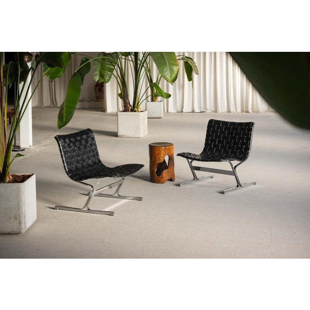 This stunning pair of Luar lounge chairs, designed by Ross Littel and manufactured by ICF de Padova in Italy in 1965,...
