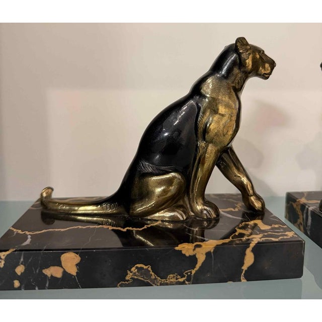 1930s French Art Deco Sculptural Bookends with Panthers by Tedd, 1930s, Set of 2 For Sale - Image 5 of 10