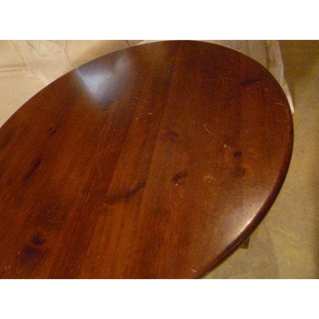 Wood Vintage Ethan Allen Tommy Bahama Style Dining Round Pedestal Captains Pub Table Game For Sale - Image 7 of 11