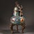 Bronze Vintage Chinese Cloisonné & Bronze Tripod Censer With Lion Finial - 2100g For Sale - Image 8 of 9