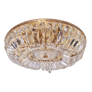 Vintage Ceiling Light in Brass and Lead Crystal from Palwa, Germany, 1960s For Sale