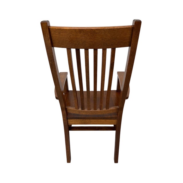 Brown Vintage Stickley Style Mission Oak Dining Chairs - Set of 6 For Sale - Image 8 of 8