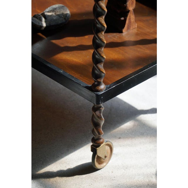 1940s Danish Serving Table in Birch with Twisted Legs, 1940s For Sale - Image 5 of 13