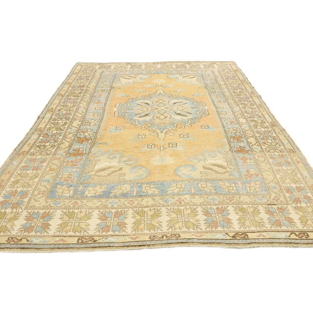 Modern Vintage Turkish Oushak Rug, 04'06 X 07'03 For Sale - Image 3 of 8