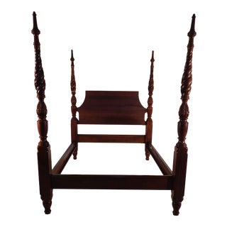 Lexington Solid Mahogany Queen 4 Poster Carved Pineapple Plantation Bedframe For Sale