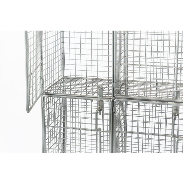 Metal Pair British Industrial Metal Wire Mesh Locker Sets, Made in the Uk For Sale - Image 7 of 12