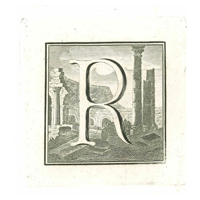 Unknown, Antiquities of Herculaneum: Letter R, Etching, 18th Century For Sale