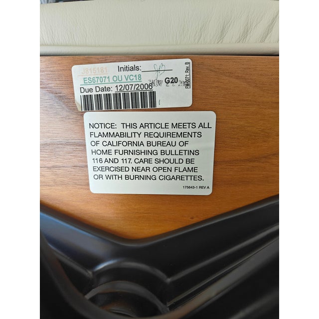 Eames Lounge Chair & Ottoman, Beige Leather With Walnut For Sale - Image 10 of 12