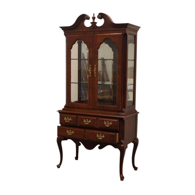 Wood Keller Furniture Solid Cherry Traditional Style 40" Buffet W. Lighted Display China Cabinet 9672 For Sale - Image 7 of 12