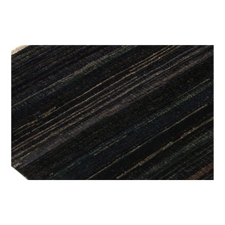Rug & Kilim’s Modern Textural Rug in Dark Blue and Grisailles Stripes and Striae For Sale