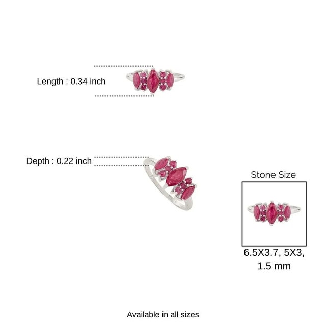 Dainty Genuine Ruby Proposal Ring Set in 925 Sterling Silver Prong Setting - Size 7.5 For Sale - Image 9 of 10
