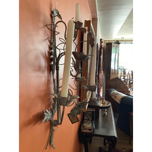 Metal Vintage Italian French Wire Sconces - A Pair For Sale - Image 7 of 10