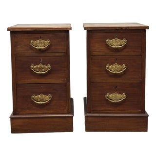 Antique English Mahogany Nightstands - A Pair For Sale