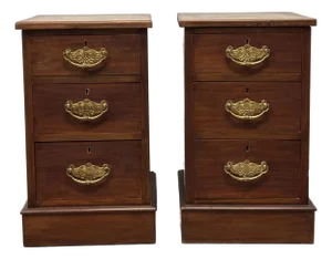 Antique English Mahogany Nightstands - A Pair