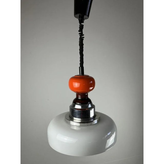 Beige Italian Extendable Hanging Lamp in Ceramic and Glass, 1970s For Sale - Image 8 of 11