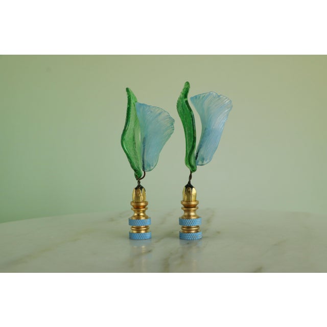 2020s Venetian Glass Flower Lamp Finials - A Pair For Sale - Image 5 of 9