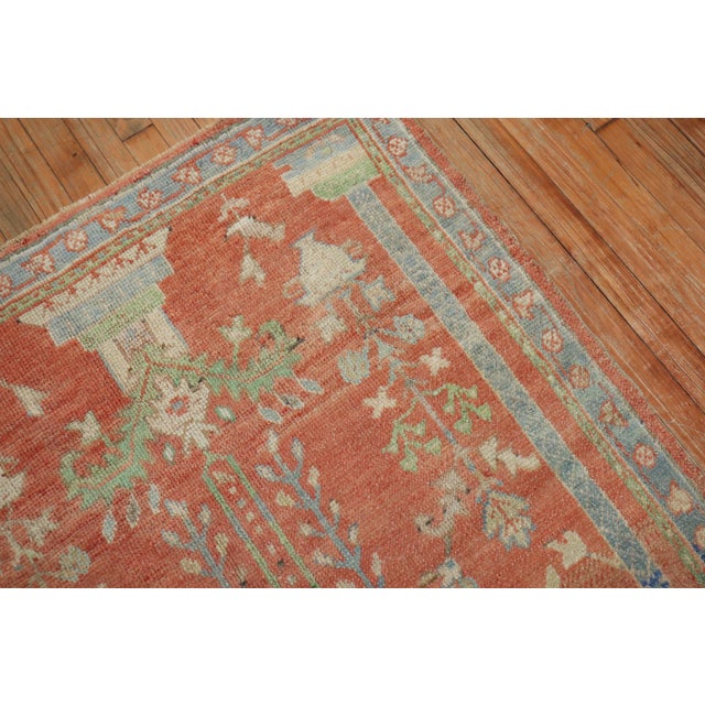 Beautiful early 20th Century Antique Turkish Oushak Prayer rug, Measures: 3'8'' x 4'11''.