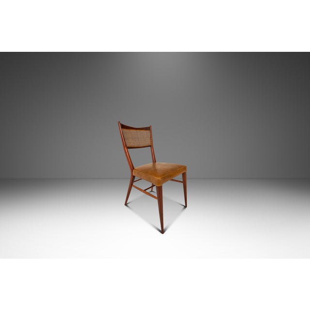 1950s Rare Mid-Century Modern Model 7001 Side Chair in Walnut & Leather Attributed to Paul McCobb for Directional, Usa, C. 1950's For Sale - Image 5 of 18
