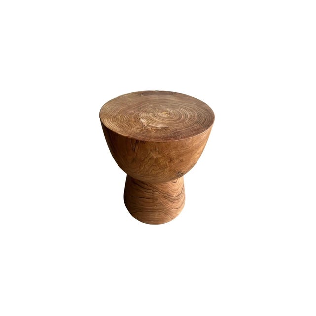 Contemporary Sculptural Teak Wood Side Table, With Stunning Wood Textures, Modern Organic For Sale - Image 3 of 6