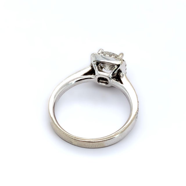 Metal 14k White Gold Halo Engagement Ring With ~1ct Natural Diamond - Size 5.5 For Sale - Image 7 of 7