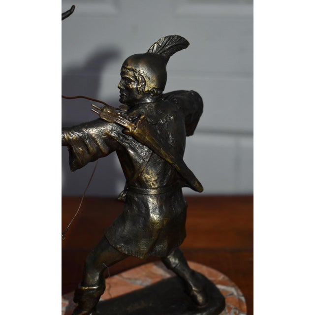 Vintage Bronze Signed Indian Warrior on Marble Base For Sale In Philadelphia - Image 6 of 12
