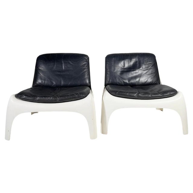 Black Vintage Space Age Fiberglass Lounge Chairs by Carl Straub, 1968, Set of 2 For Sale - Image 8 of 12
