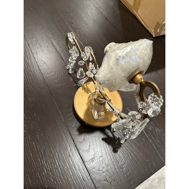 French Pair of Rh Baby & Child Manor Court Crystal Wall Sconces For Sale - Image 3 of 7