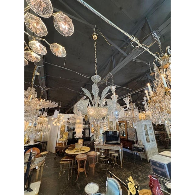 Modern Modern Murano Leaf Form Chandelier in Fontana Green For Sale - Image 3 of 7