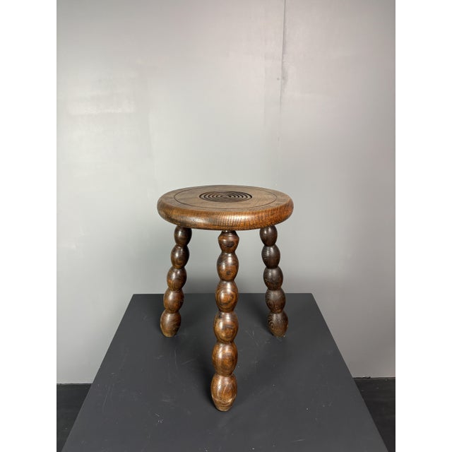 Mid-Century Turned Wood Bobbin Stool in the style of Charles Dudouyt, France, 1950s For Sale - Image 15 of 15